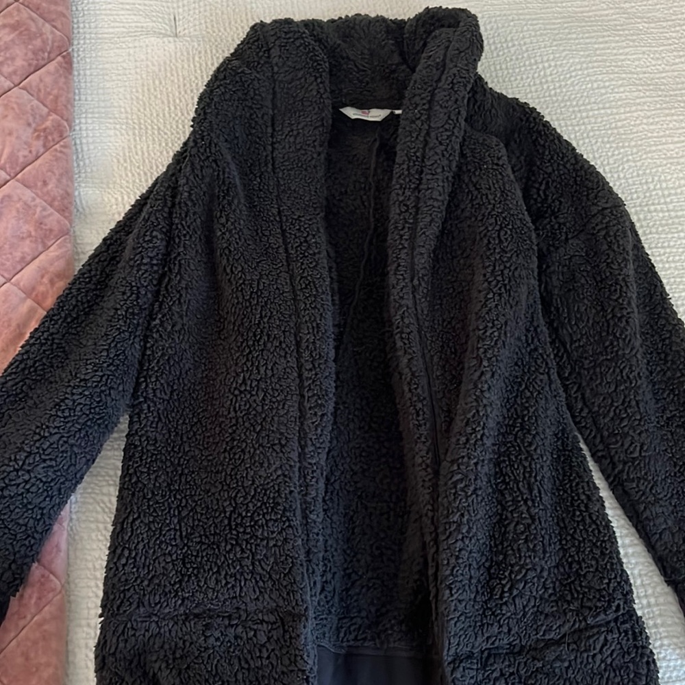 Cozy fuzzy black Vineyard vines sweater